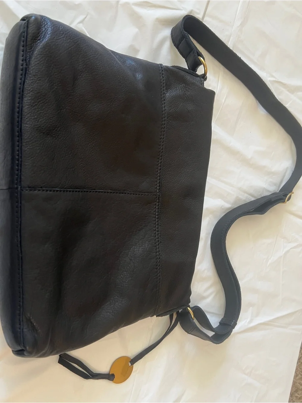 Margot Black Leather Crossbody with Gold Zippers